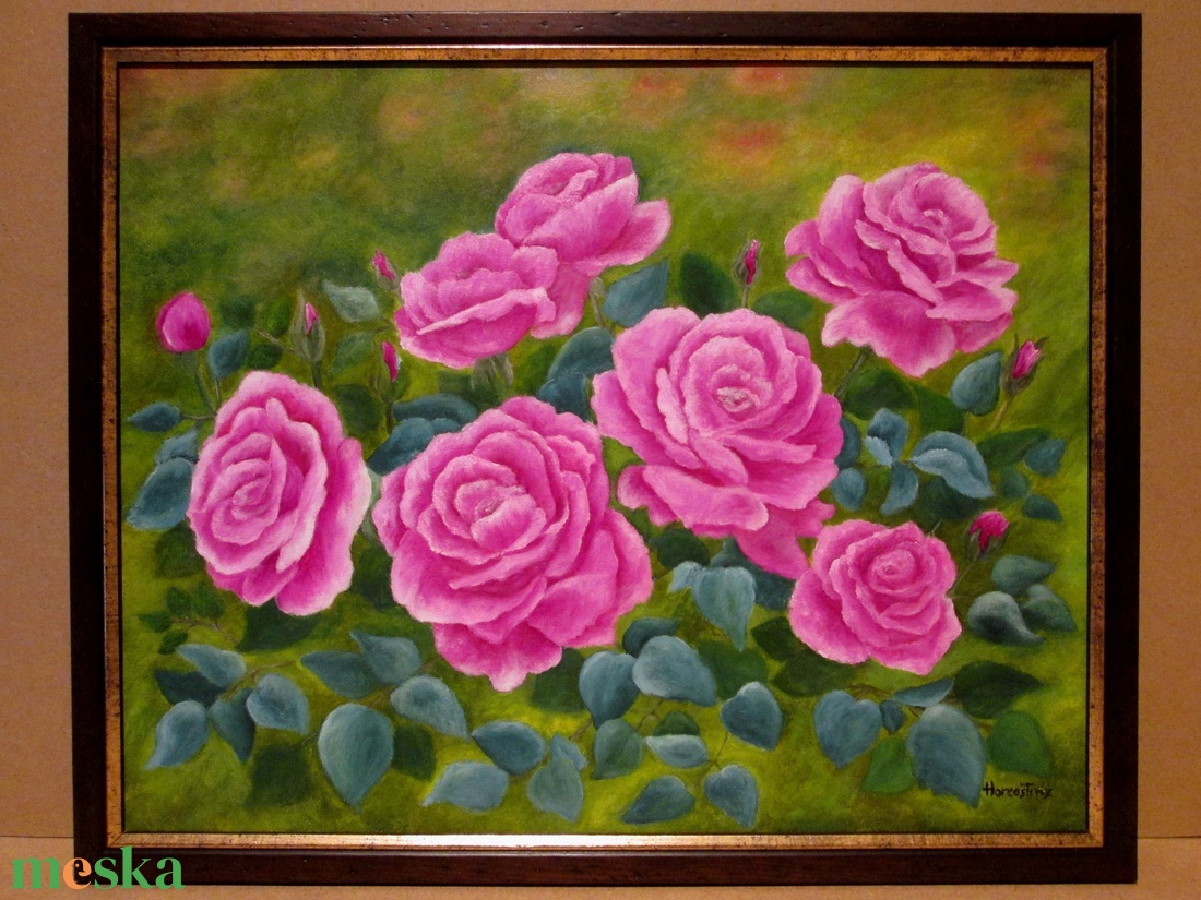 Rózsák , Olajfestmény keretben - művészet - festmény - olajfestmény - Meska.hu
