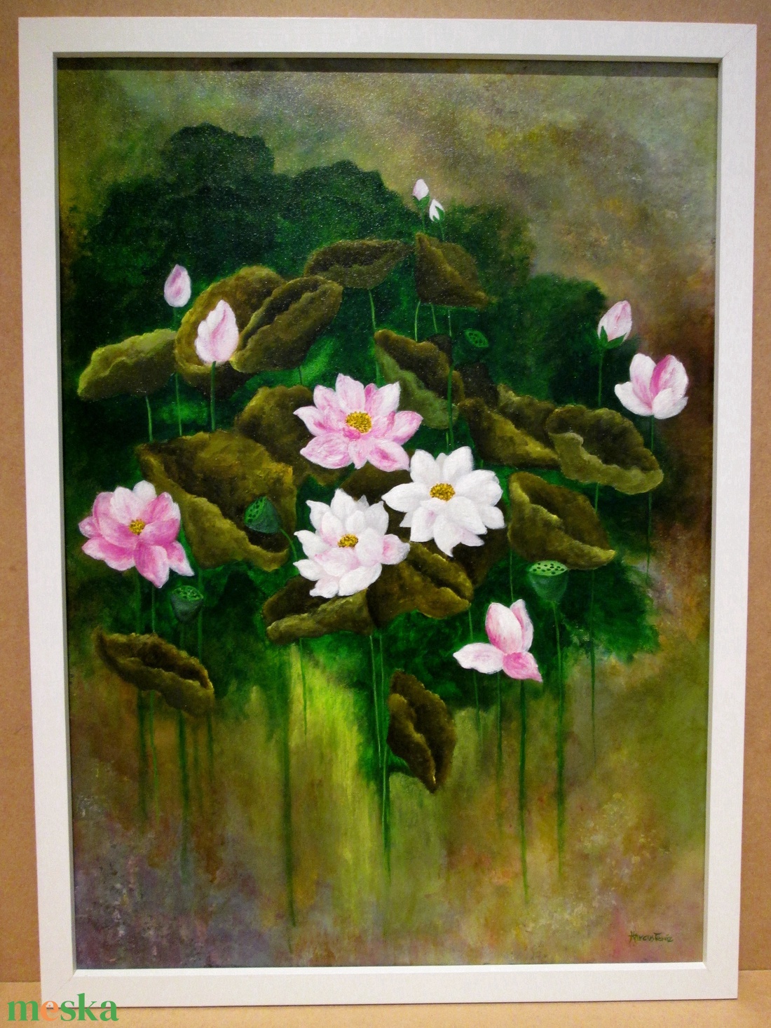 Titokzatos lótuszvirág , festmény - művészet - festmény - akril - Meska.hu