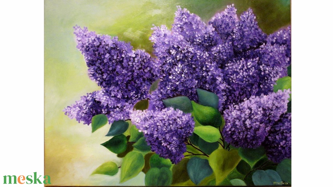 Orgona csokor , olajfestmény - művészet - festmény - olajfestmény - Meska.hu