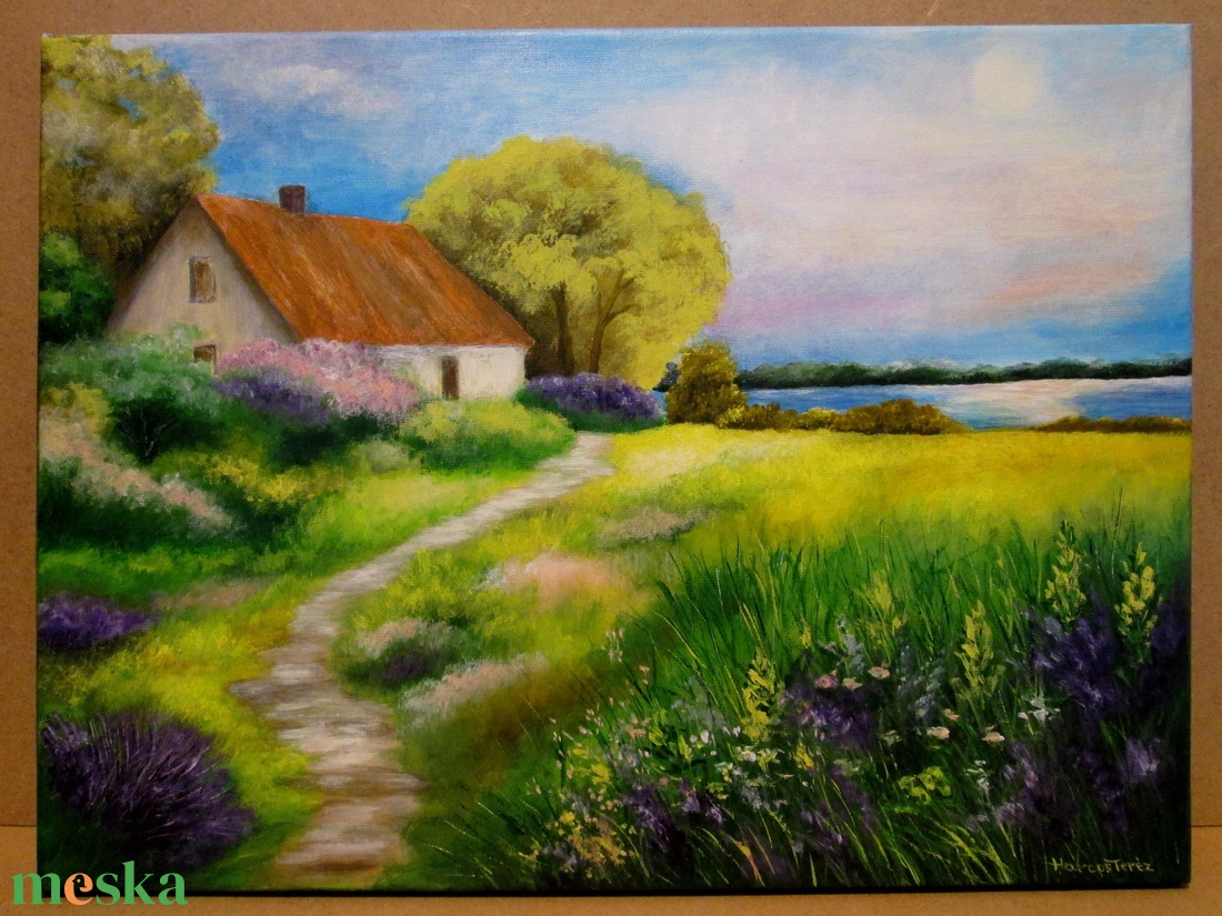 Ház a tónál , festmény - művészet - festmény - akril - Meska.hu