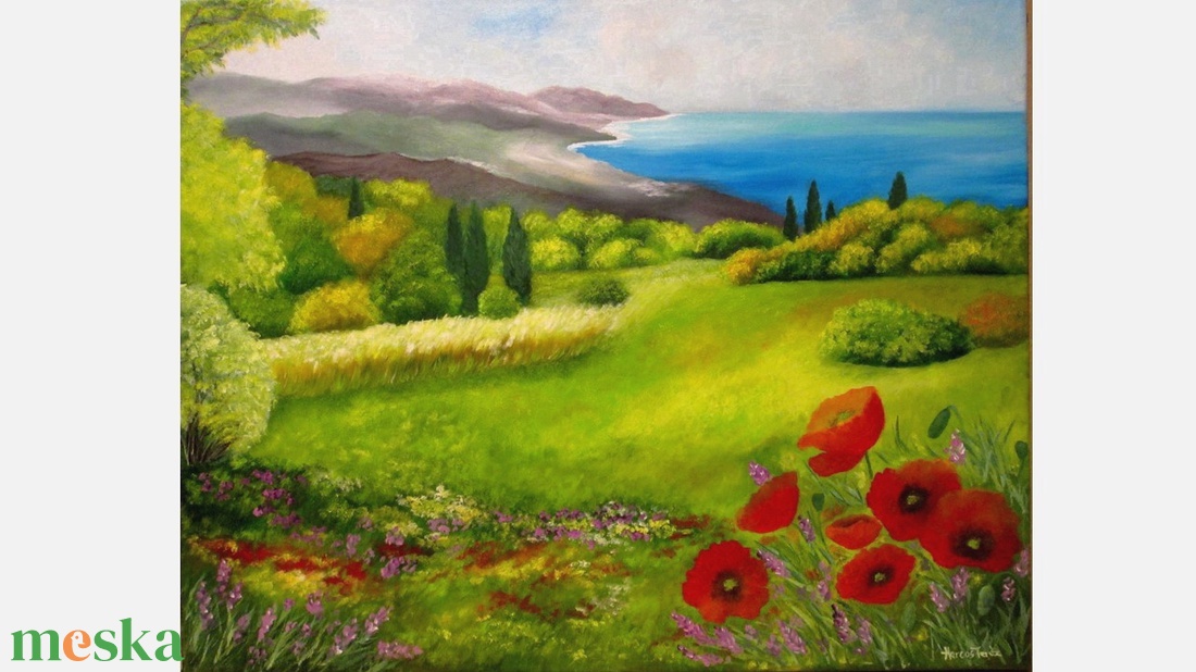 Pipacsok Toszkánában , Olajfestmény - művészet - festmény - olajfestmény - Meska.hu