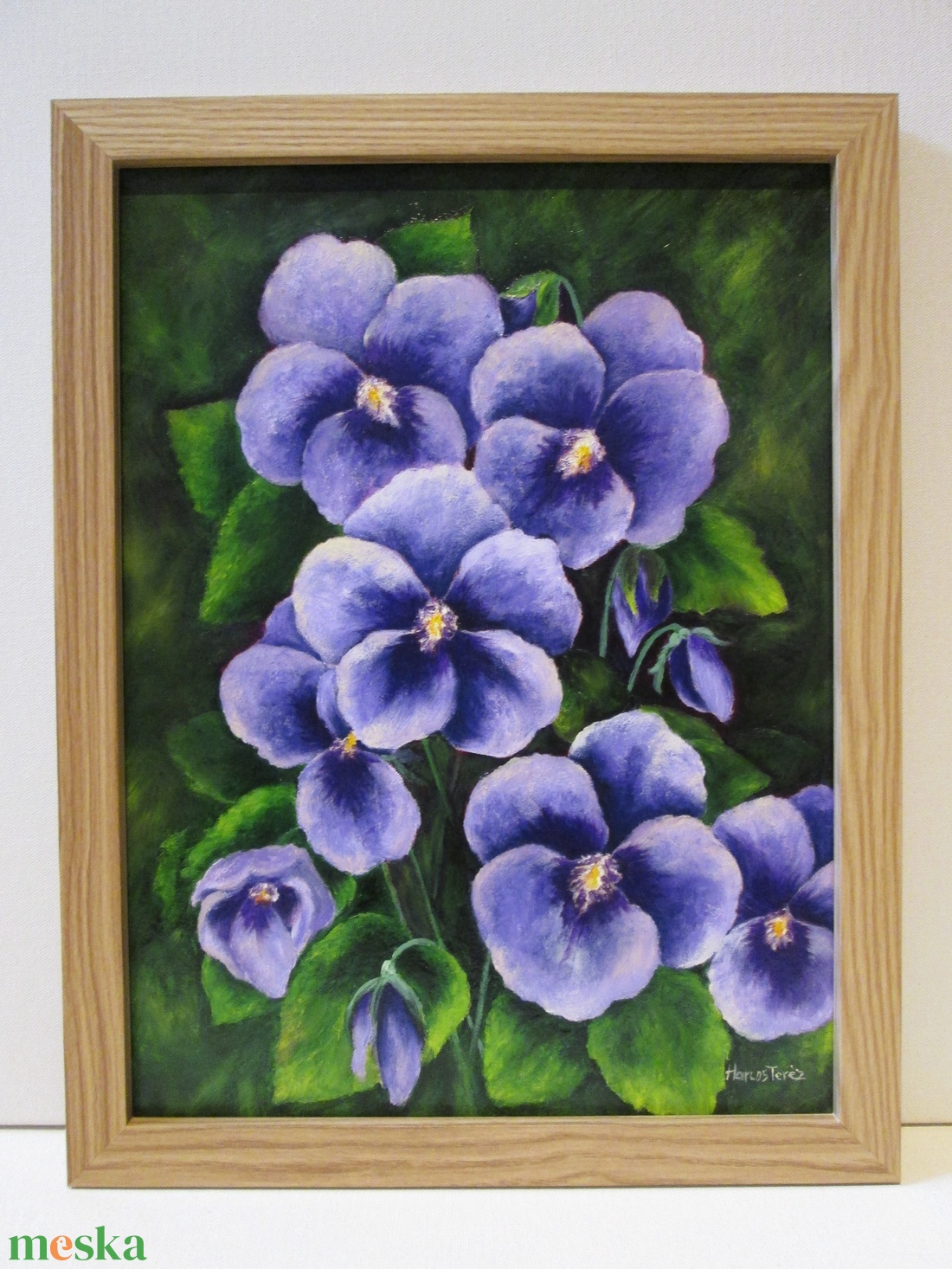 Lila Árvácskák , Olajfestmény keretben - művészet - festmény - olajfestmény - Meska.hu