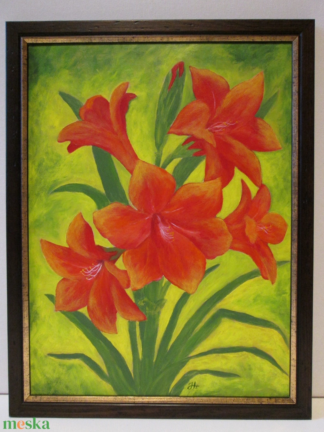 Virágzó Amarillis  , Festmény keretben - művészet - festmény - akril - Meska.hu