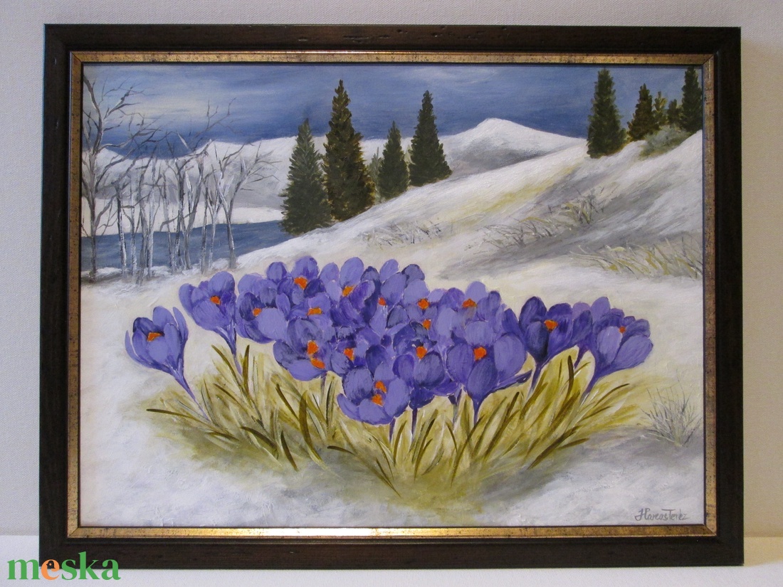 Hóolvadás , Olajfestmény keretben - művészet - festmény - olajfestmény - Meska.hu