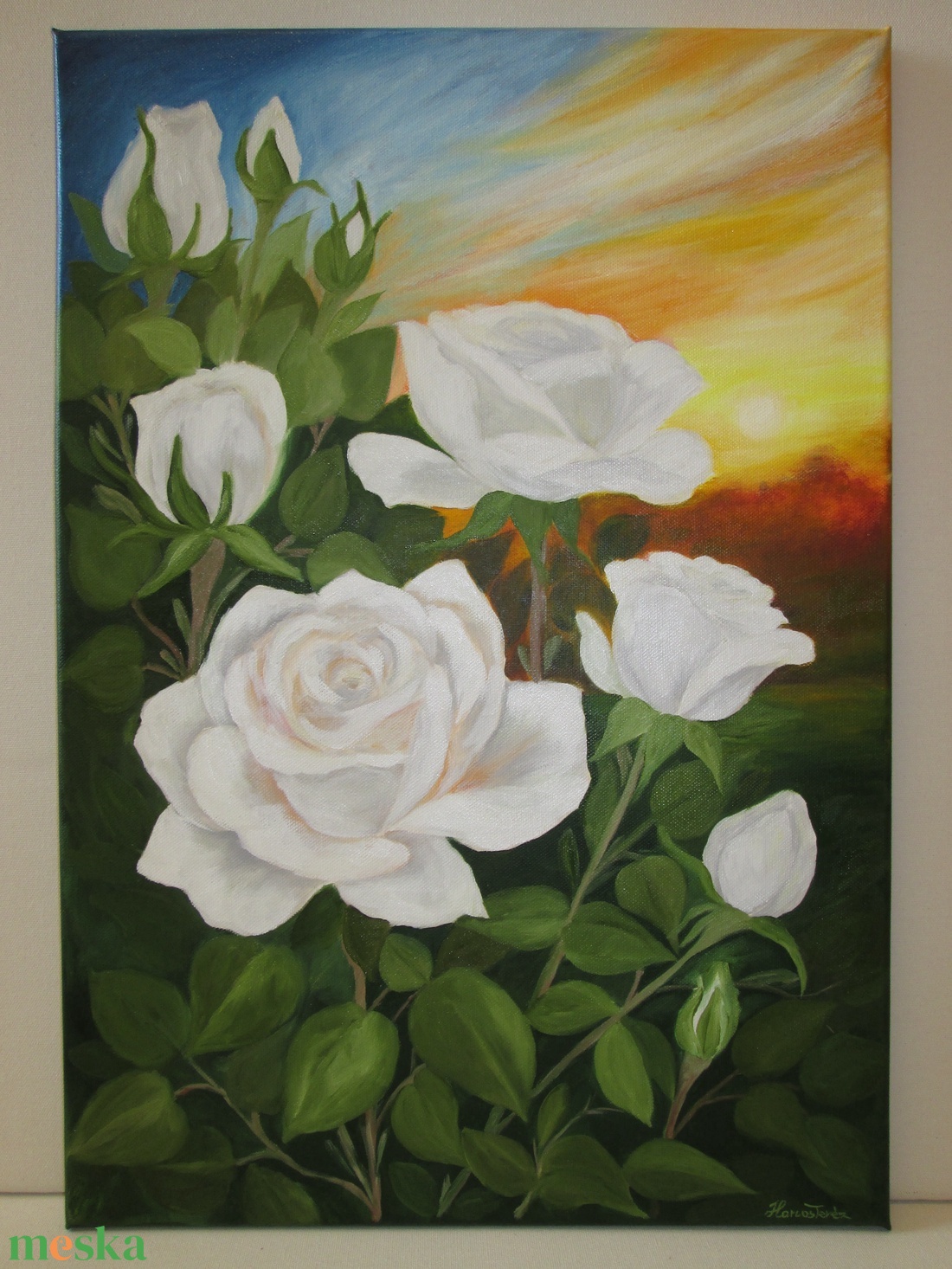 Fehér rózsák , Olajfestmény - művészet - festmény - olajfestmény - Meska.hu
