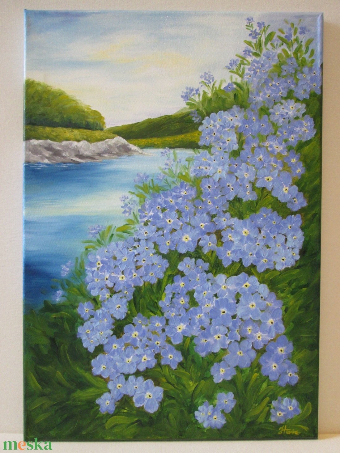 Nefelejcsek , Olajfestmény - művészet - festmény - olajfestmény - Meska.hu