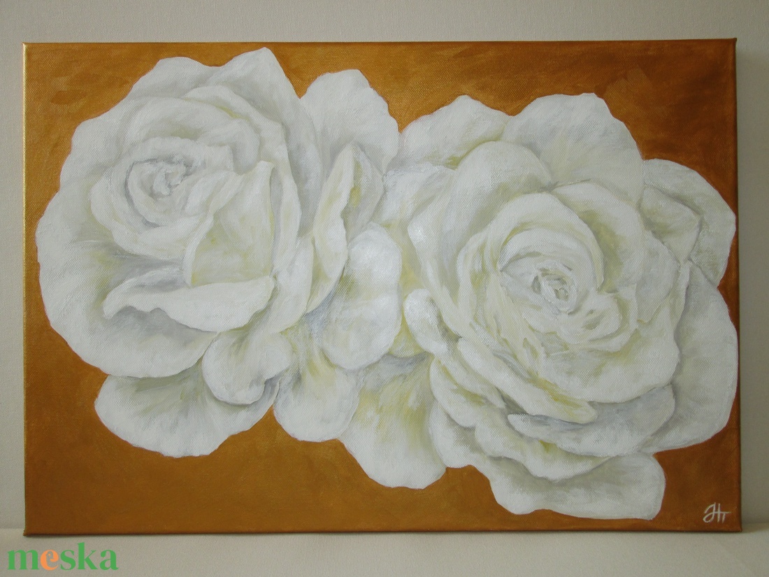 Fehér rózsák , Festmény - művészet - festmény - akril - Meska.hu