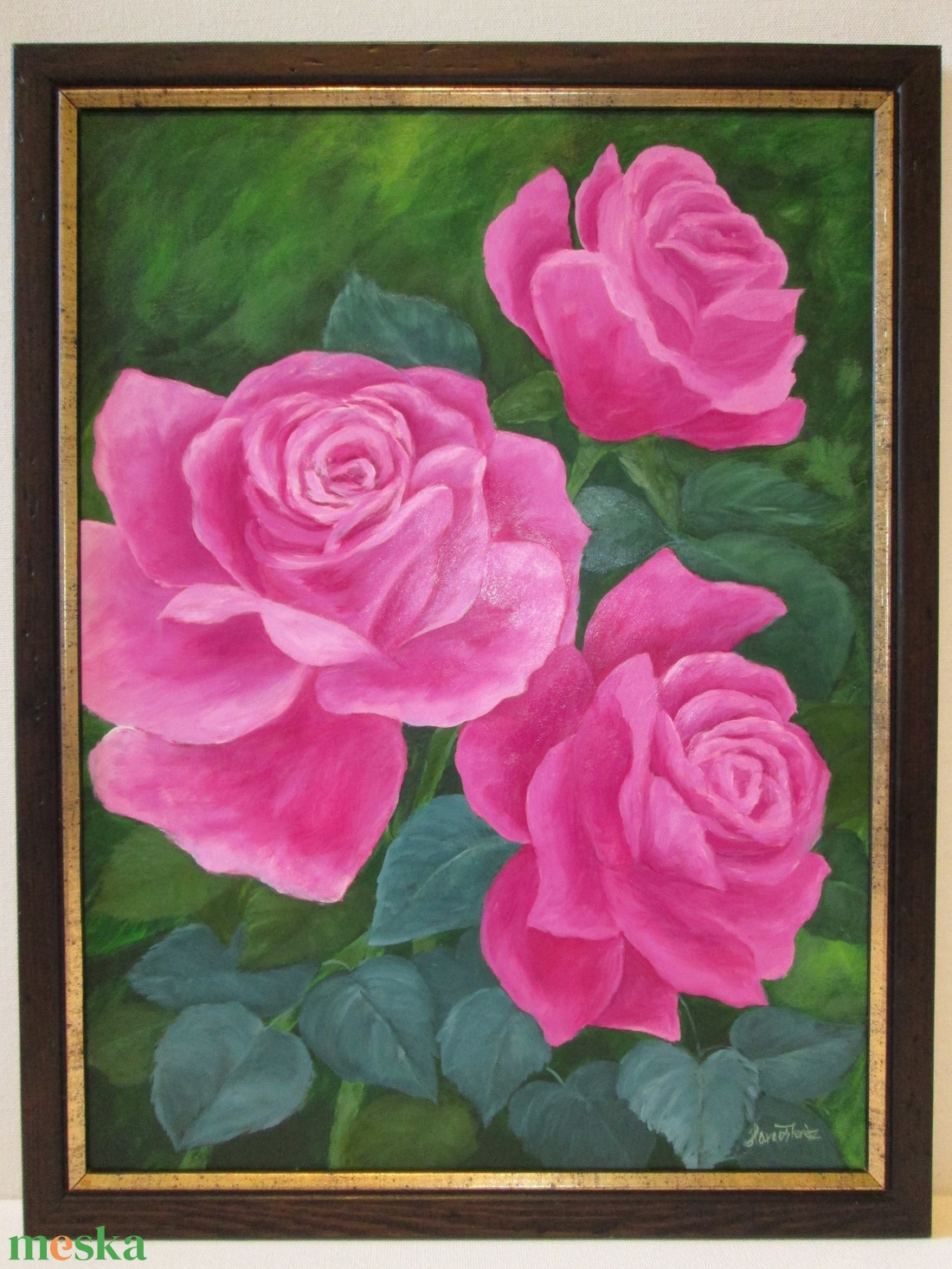Rózsaszín álom , Rózsák, Olajfestmény keretben - művészet - festmény - olajfestmény - Meska.hu