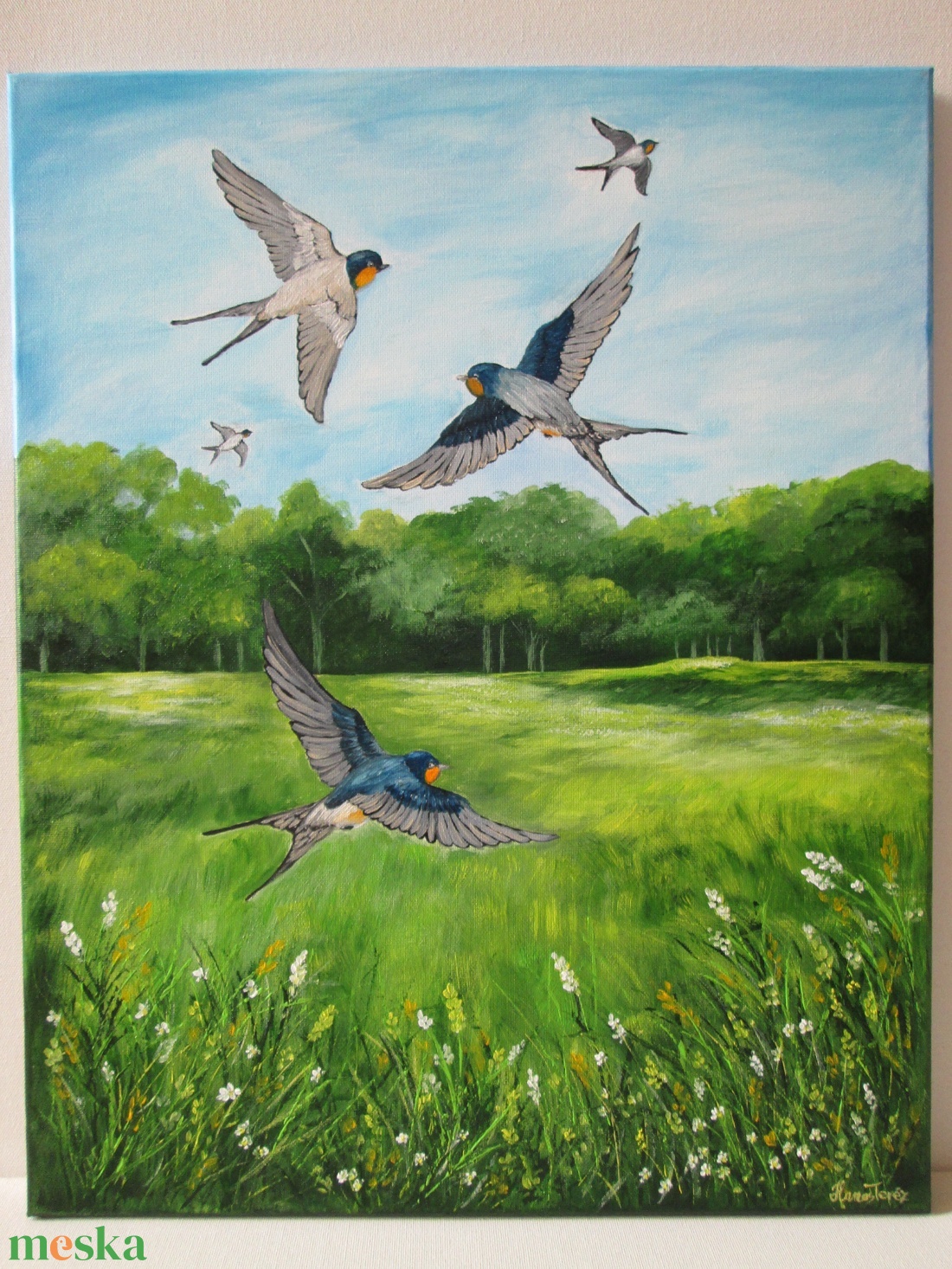Az első fecskék , Olajfestmény - művészet - festmény - olajfestmény - Meska.hu