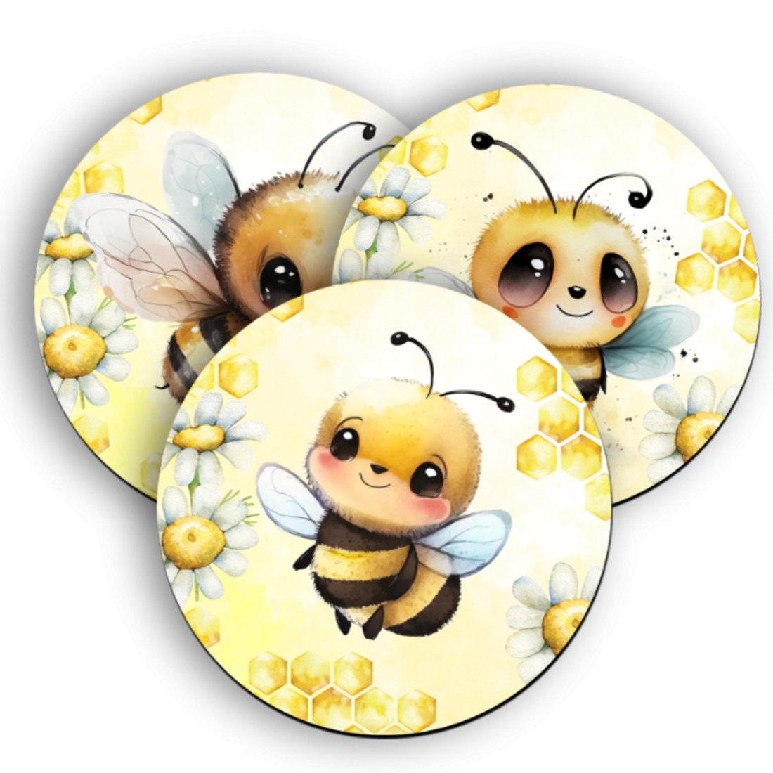 3 db cuki méhecskés kör alakú alátét szett (#19) -  - Meska.hu