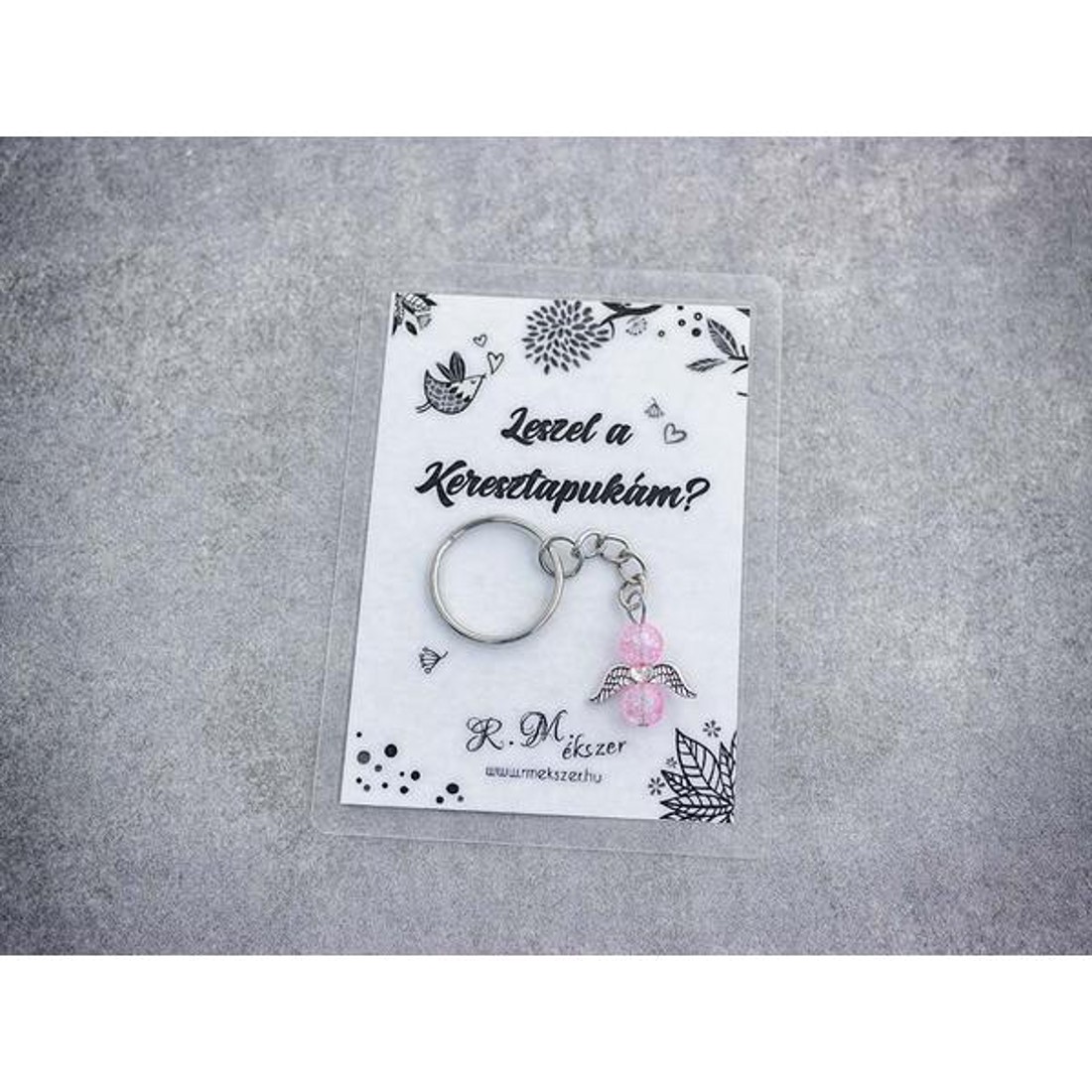 Leszel a Keresztapukám rózsaszín angyal medálos kulcstartó - táska & tok - kulcstartó & táskadísz - kulcstartó - Meska.hu