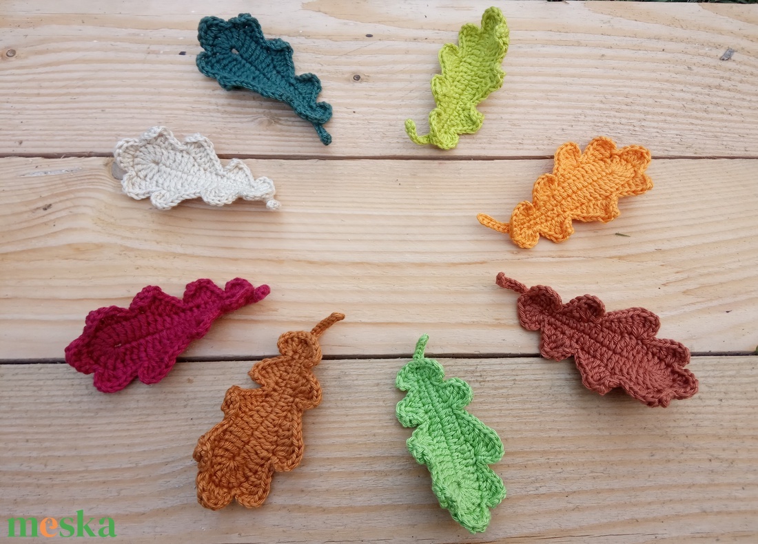 horgolt színes őszi levélcsomag - játék & sport - szerepjáték - Meska.hu