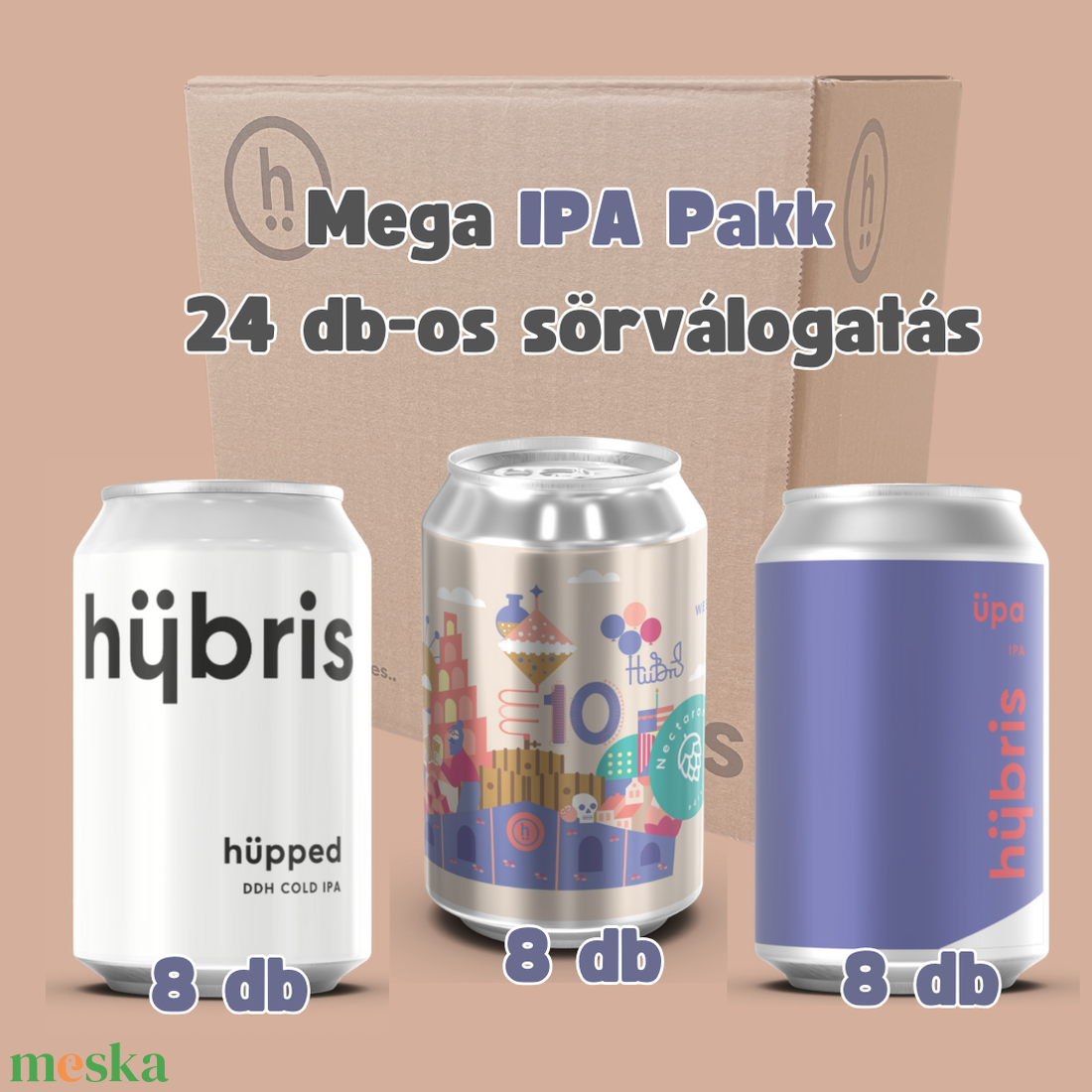Mega IPA Pakk 24 db-os sörválogatás a Hübristől - élelmiszer - gourmet ajándékcsomag - Meska.hu