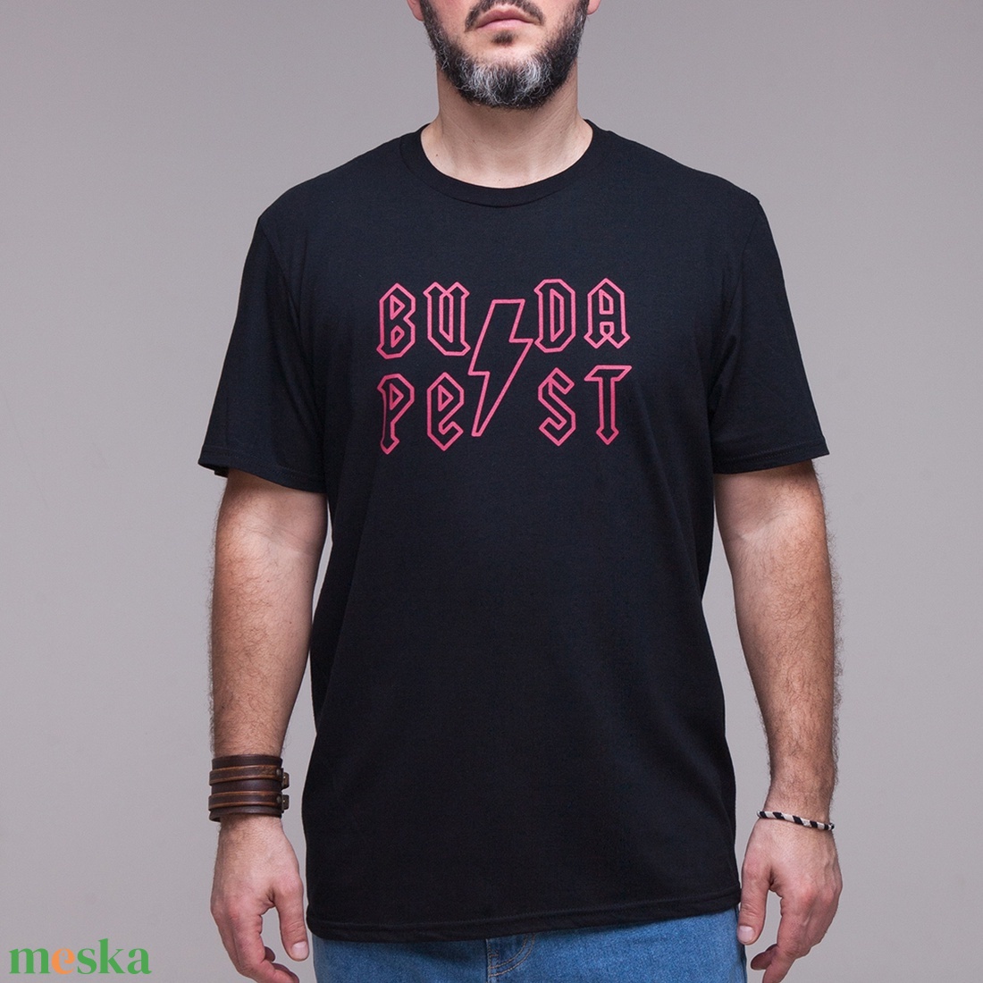 Budapest Rocker uniszex(i) póló fekete/piros - ruha & divat - férfi ruha - póló - Meska.hu