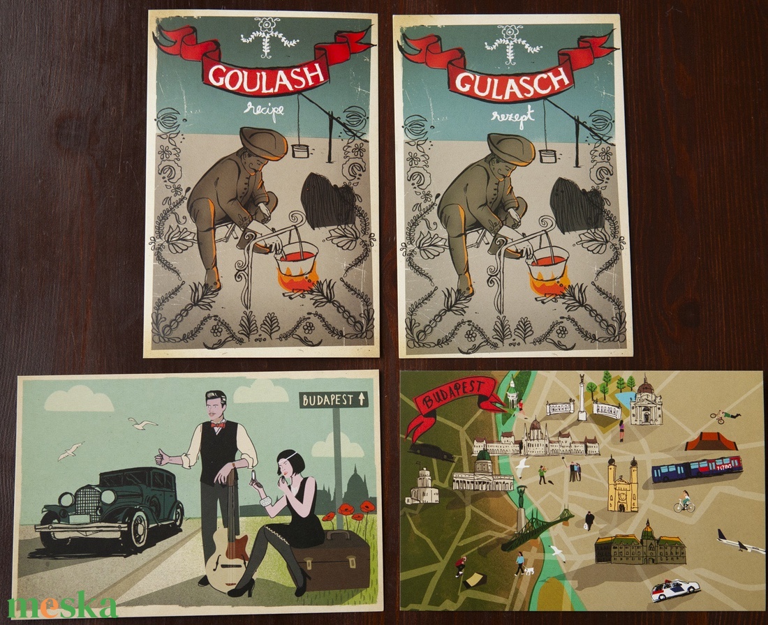 Budapest Kortárs grafika képeslap kollekció - otthon & életmód - papír, írószer - ajándékozás kellékei - képeslap, üdvözlőlap - Meska.hu