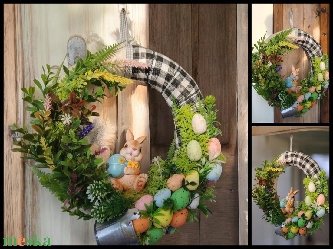 Húsvéti nyuszis kopogtató - ünnepi díszek, dekorációk - húsvéti díszek és dekorációk - húsvéti ajtódísz, kopogtató - Meska.hu