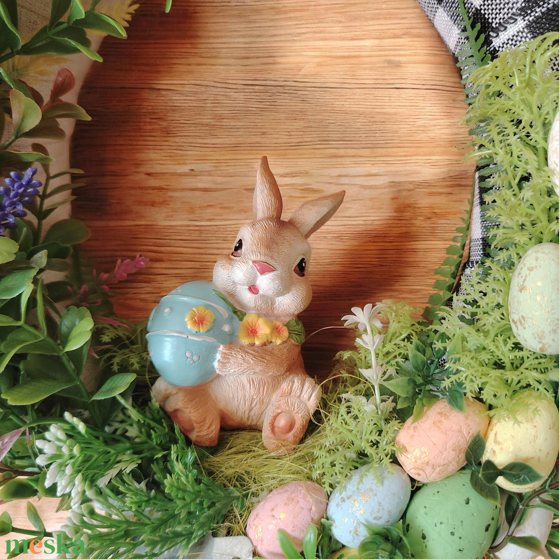 Húsvéti nyuszis kopogtató - ünnepi díszek, dekorációk - húsvéti díszek és dekorációk - húsvéti ajtódísz, kopogtató - Meska.hu