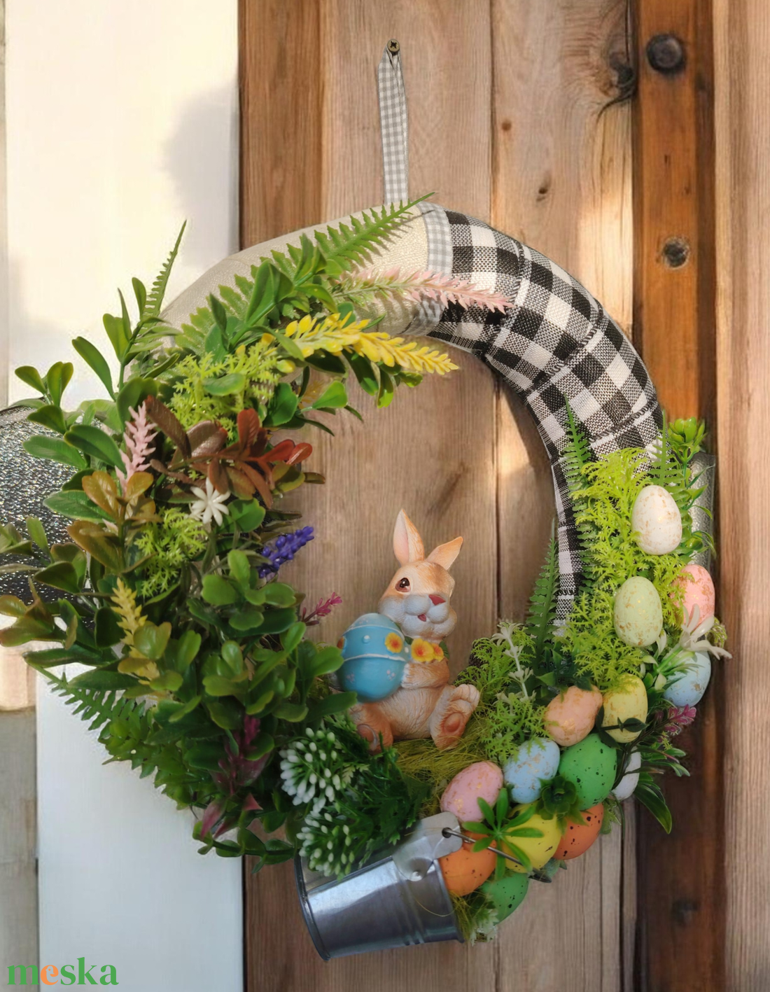 Húsvéti nyuszis kopogtató - ünnepi díszek, dekorációk - húsvéti díszek és dekorációk - húsvéti ajtódísz, kopogtató - Meska.hu