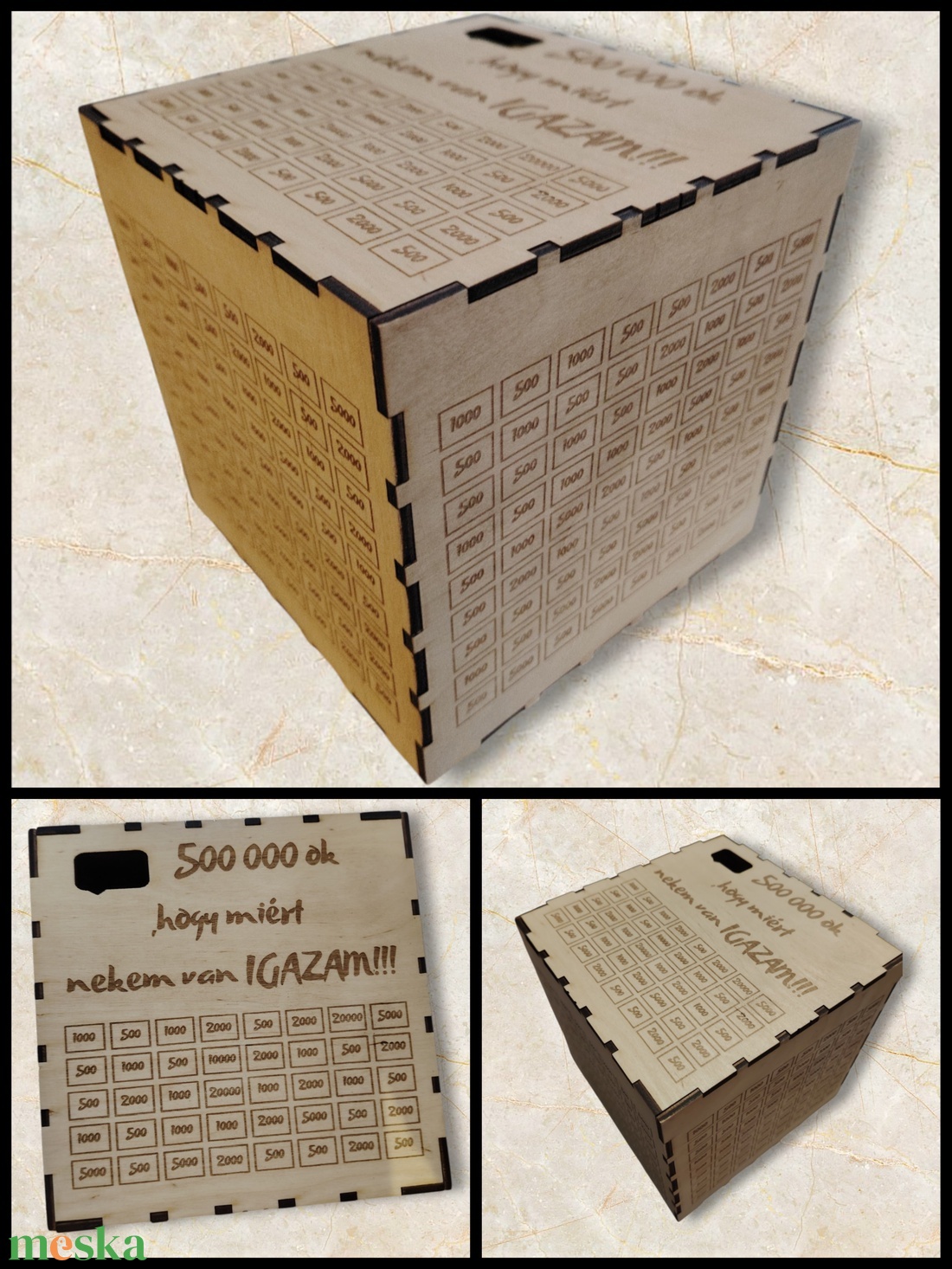 Egyedi fa pénzgyüjtő kocka - otthon & életmód - dekoráció - asztal és polc dekoráció - persely - Meska.hu