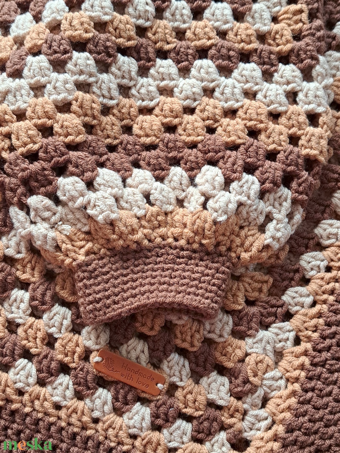 Kézzel horgolt Granny Hexagon női kardigán meleg őszi színekben - ruha & divat - női ruha - kardigánok - Meska.hu