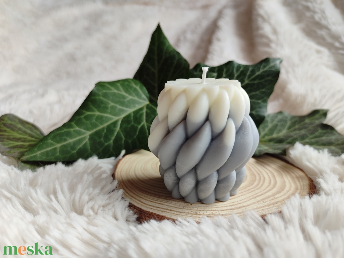 Színátmenetes dekor gyertya - szürke/fehér - szójaviasz - KICSI  - esküvő - dekoráció - gyertya & gyertyatartó - Meska.hu