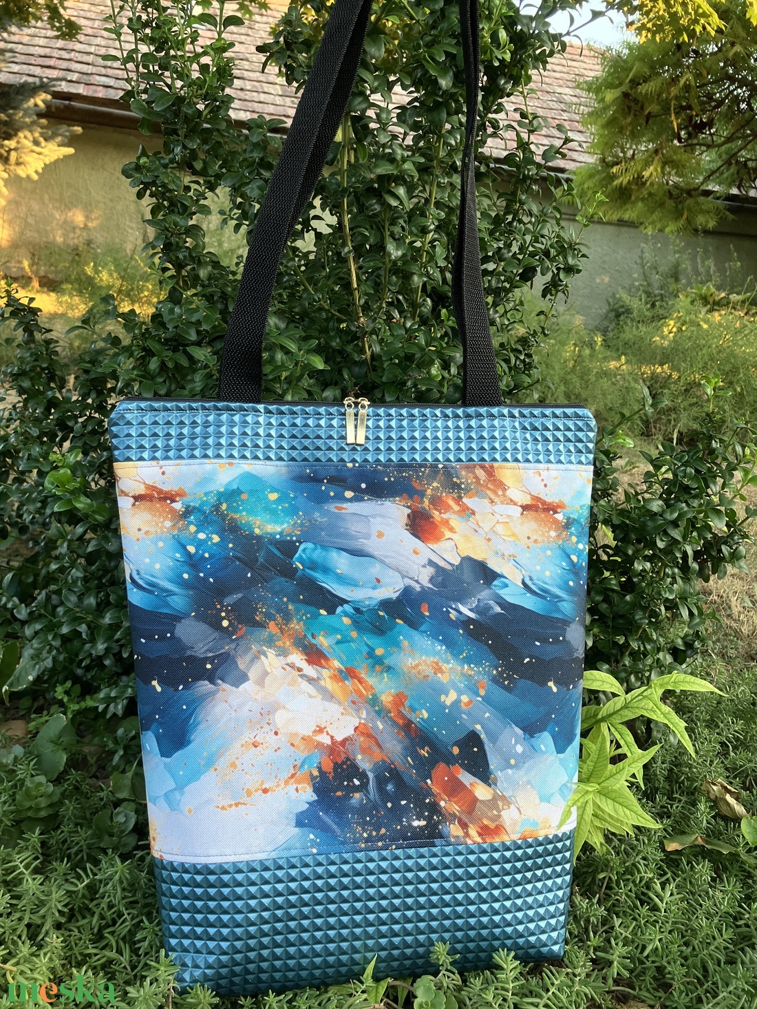 Egyedi absztrakt mintás metál bőr válltáska - táska & tok - kézitáska & válltáska - válltáska - Meska.hu