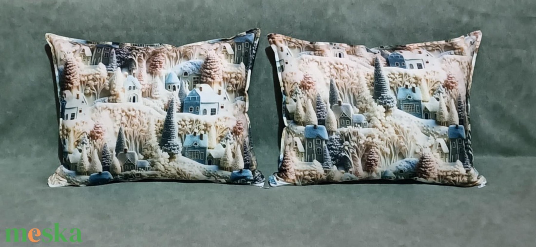 Egyedi 5D karácsonyi falu mintás párnák - otthon & életmód - lakástextil - párna & párnahuzat - Meska.hu