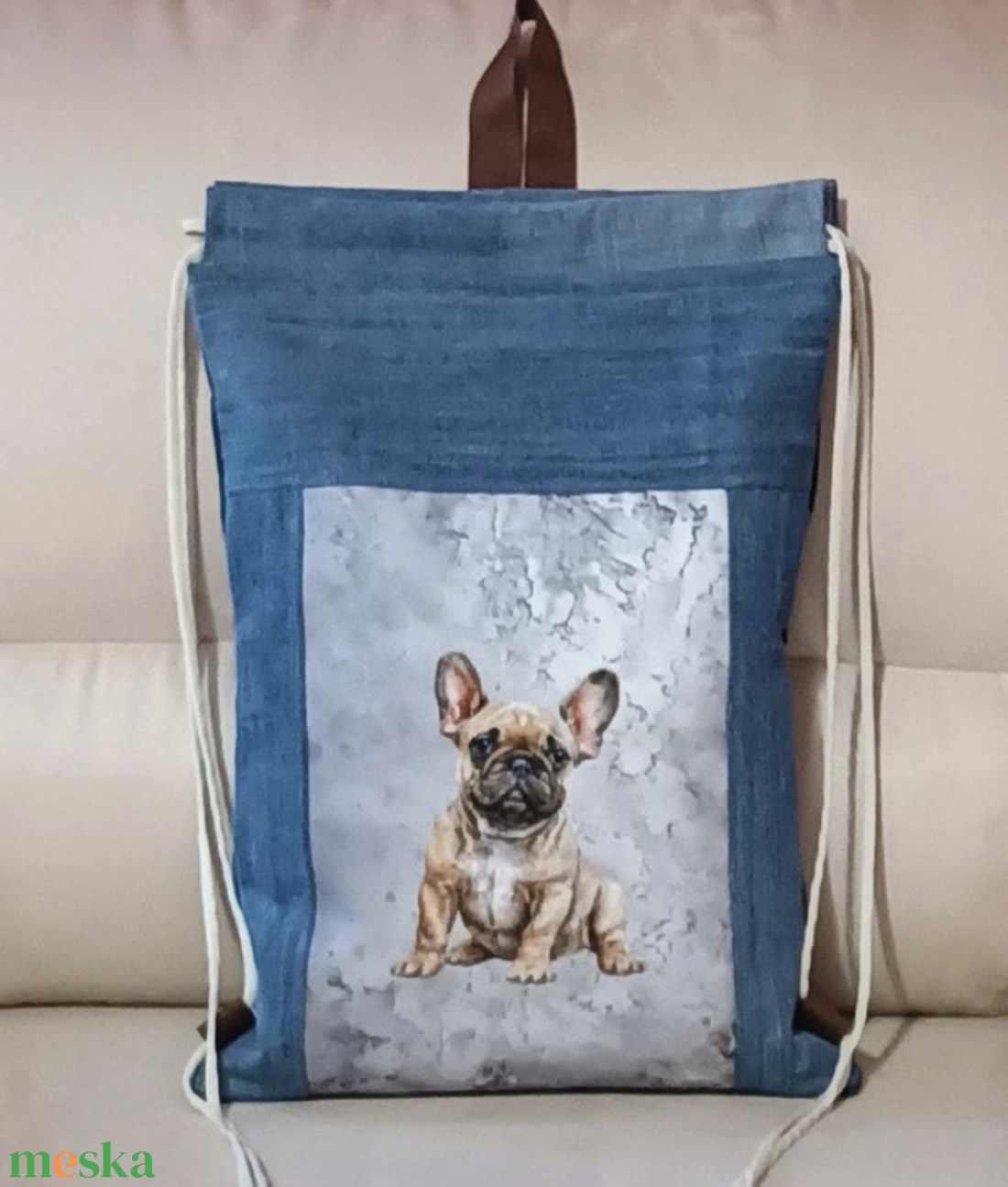 Egyedi franciabulldogos farmer hátizsák  - táska & tok - hátizsák - hátizsák - Meska.hu