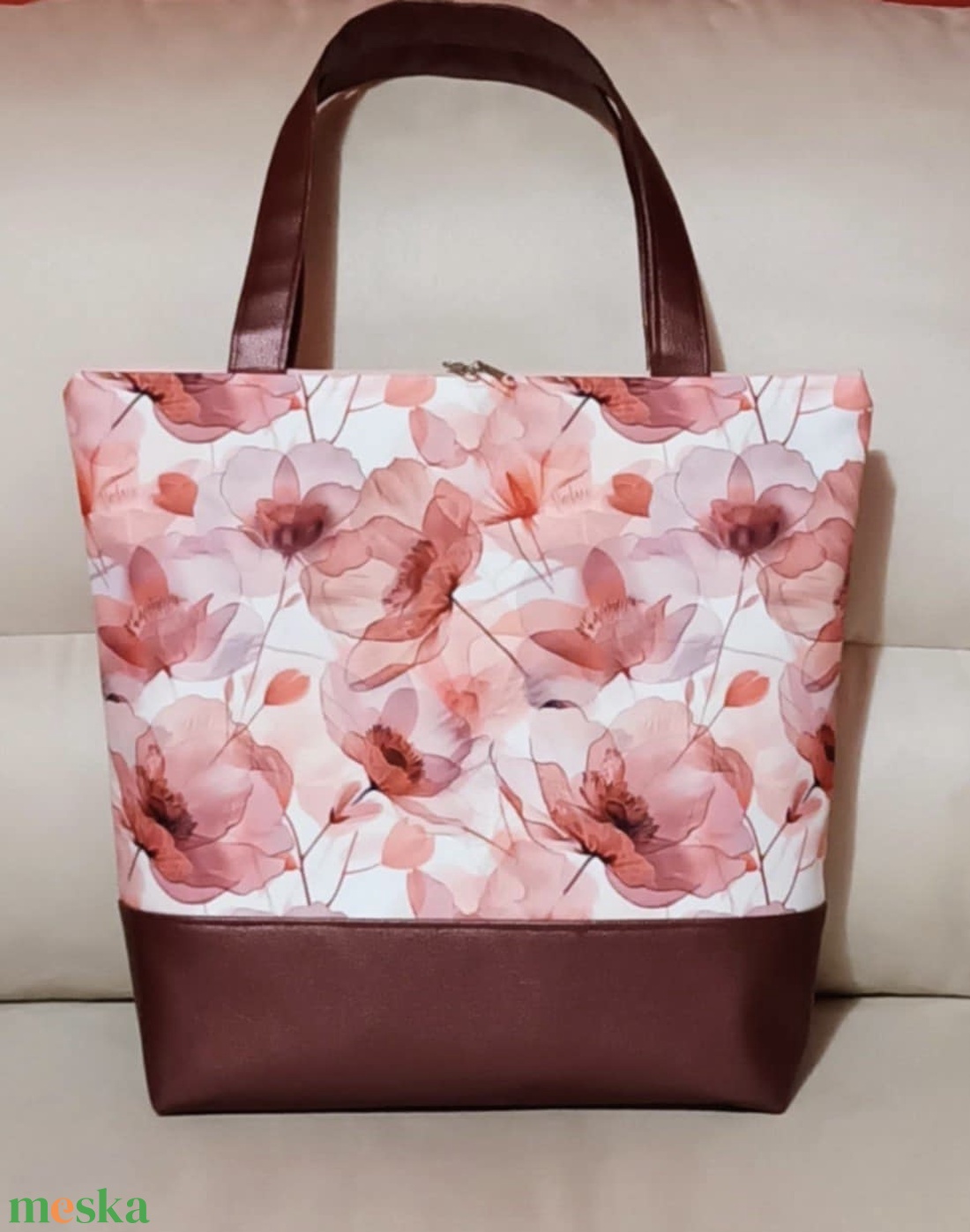 Egyedi rózsaszín akvarell virágos válltáska  - táska & tok - kézitáska & válltáska - válltáska - Meska.hu