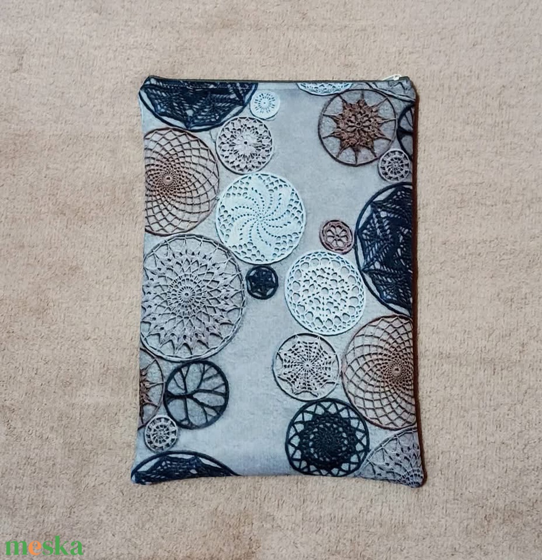 Egyedi kék csipke mintás könyvtok/ tablet tok - könyv & zene - könyvtok - Meska.hu
