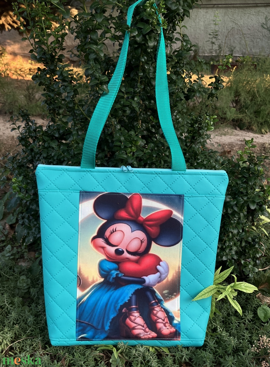 Egyedi türkiz Disney Minnie egeres válltáska  - táska & tok - kézitáska & válltáska - válltáska - Meska.hu