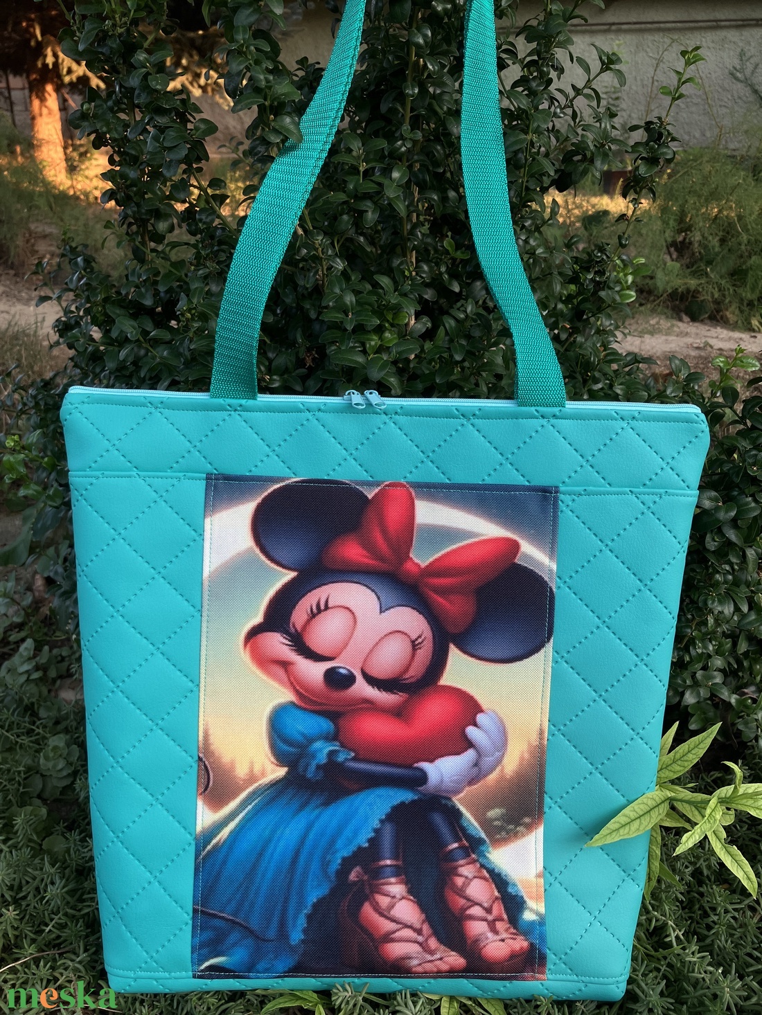 Egyedi türkiz Disney Minnie egeres válltáska  - táska & tok - kézitáska & válltáska - válltáska - Meska.hu