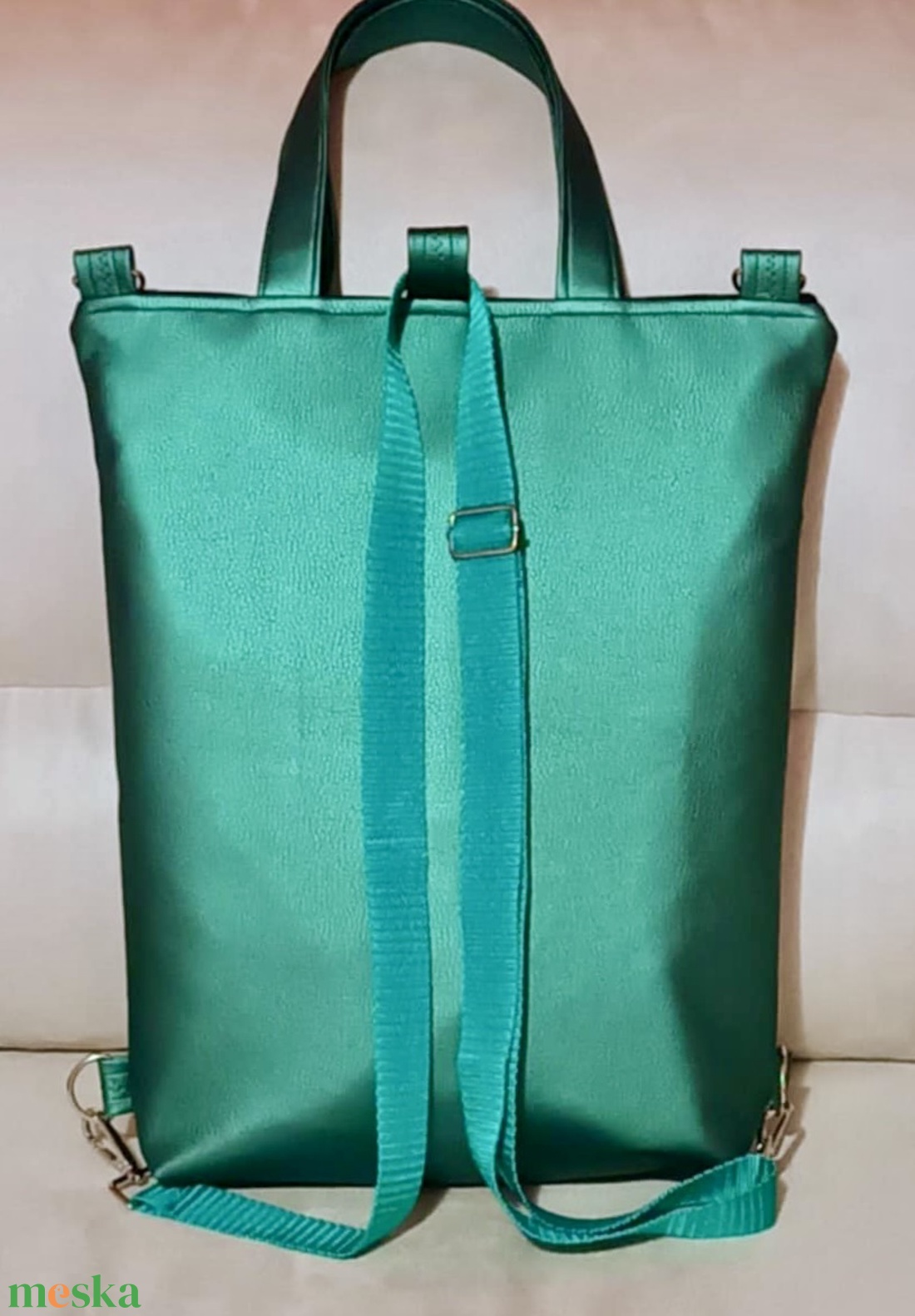 Egyedi zöld-türkiz kavics mintás műbőr multifunkciós táska   - táska & tok - variálható táska - Meska.hu