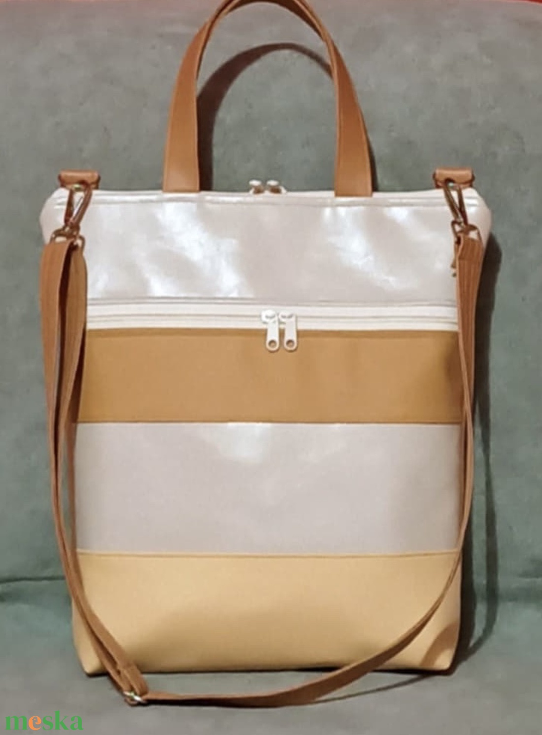 Egyedi barna-bézs többfunkciós/ variálható táska   - táska & tok - variálható táska - Meska.hu