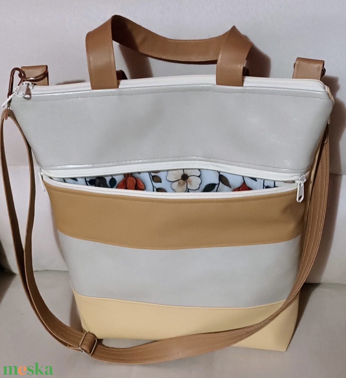 Egyedi barna-bézs többfunkciós/ variálható táska   - táska & tok - variálható táska - Meska.hu