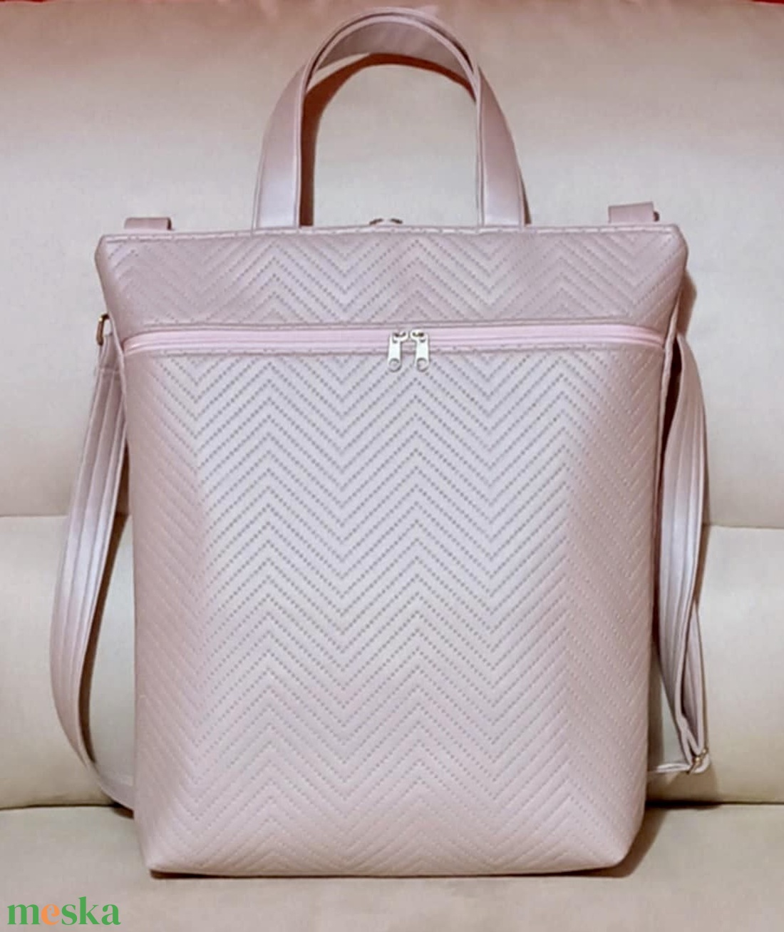 Egyedi púder rózsaszín műbőr többfunkciós/ variálható táska   - táska & tok - variálható táska - Meska.hu