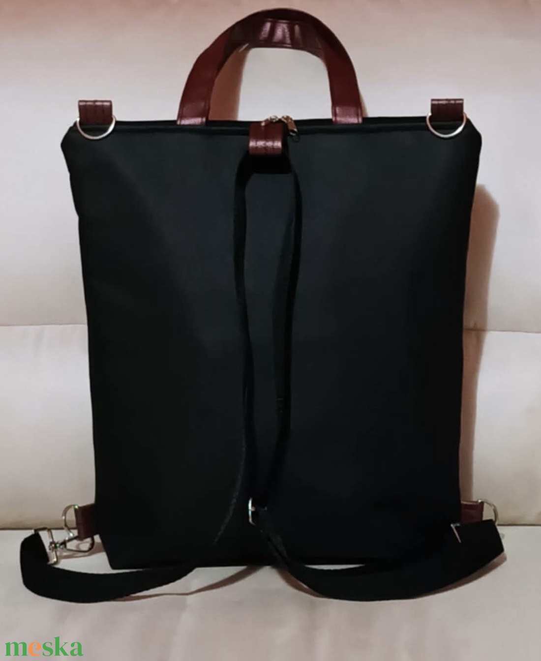 Egyedi fekete-bordó műbőr többfunkciós/ variálható táska   - táska & tok - variálható táska - Meska.hu