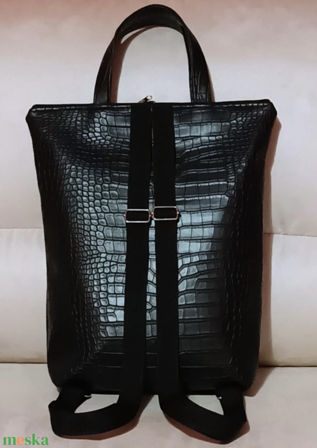 Egyedi fekete műbőr többfunkciós/ variálható táska   - táska & tok - variálható táska - Meska.hu