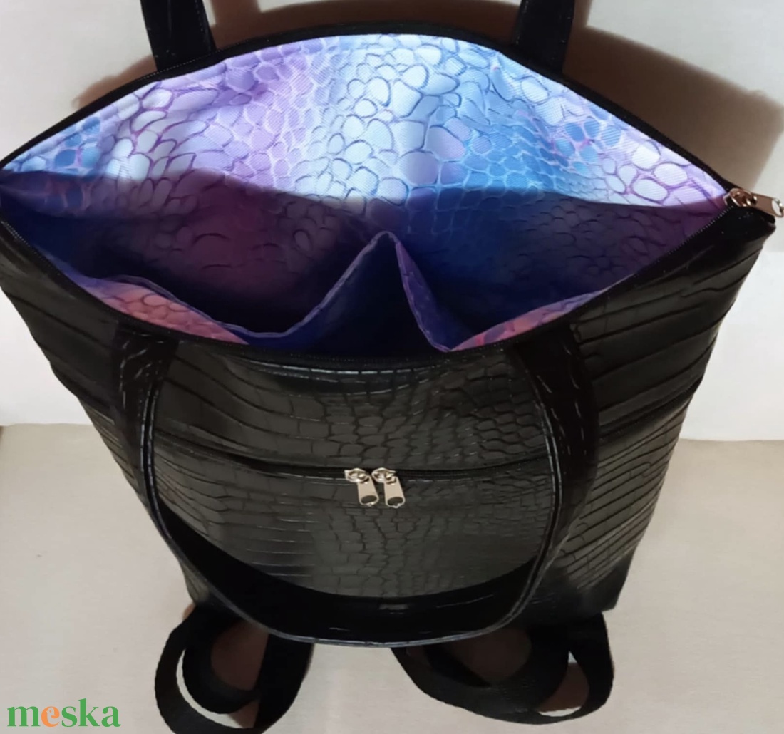 Egyedi fekete műbőr többfunkciós/ variálható táska   - táska & tok - variálható táska - Meska.hu