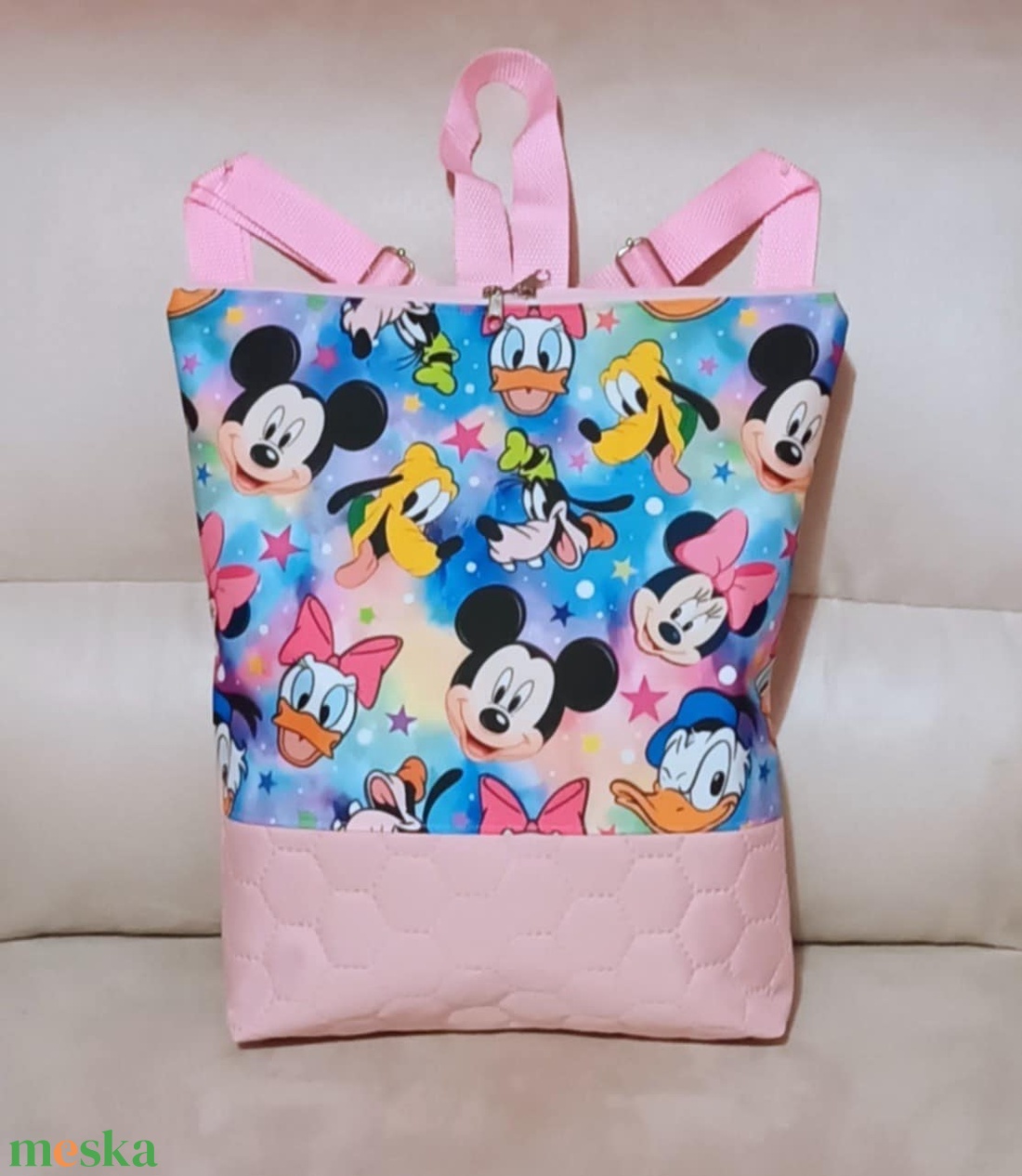 Egyedi rózsaszín Disney mintás gyerek hátitáska  - táska & tok - hátizsák - hátizsák - Meska.hu