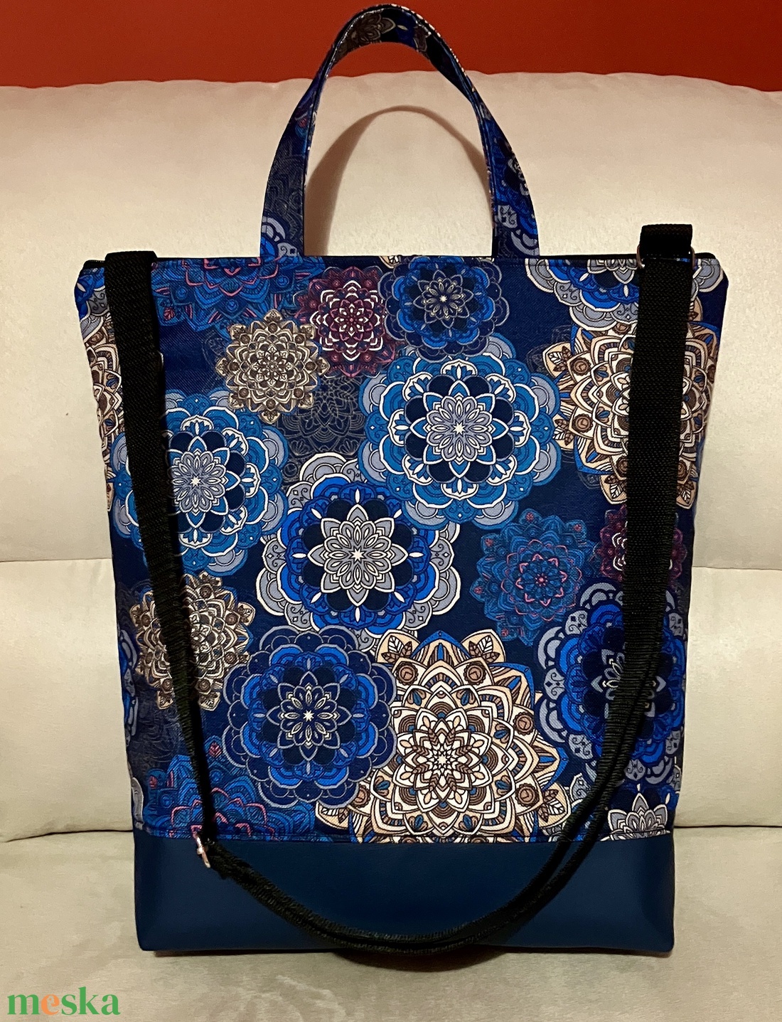 Egyedi kék mandala többfunkciós/ variálható táska   - táska & tok - variálható táska - Meska.hu