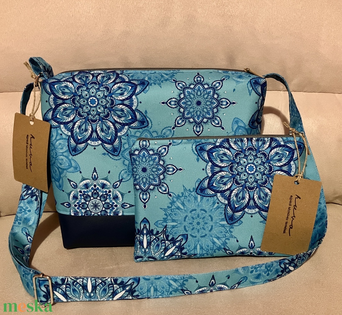 Egyedi kék mandala crossbody táska - táska & tok - kézitáska & válltáska - vállon átvethető táska - Meska.hu