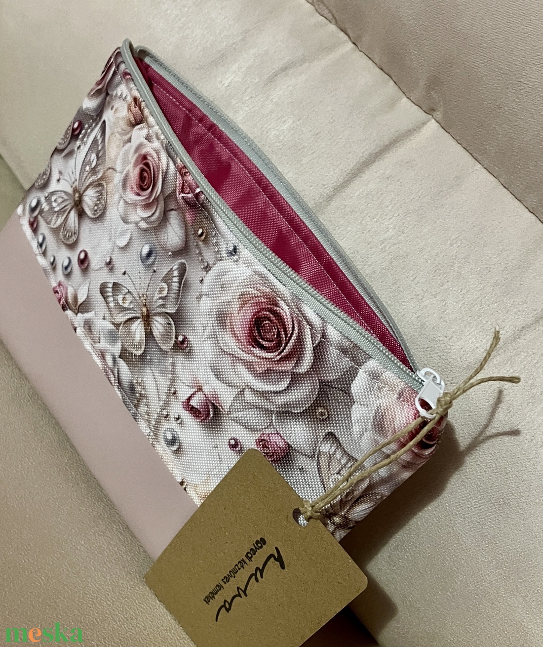 Egyedi virágos púder neszesszer - táska & tok - neszesszer - Meska.hu