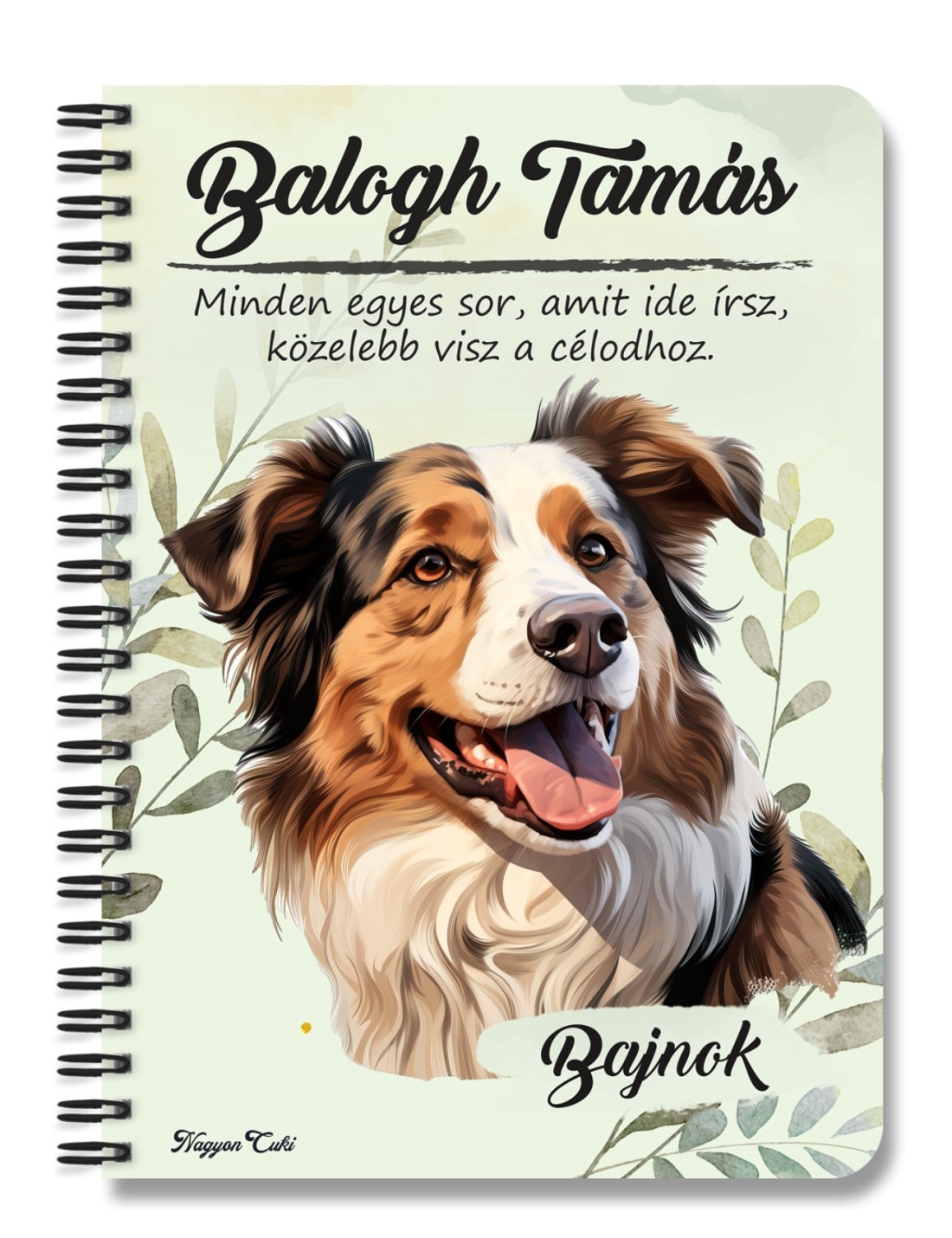 Személyre szabható - Ausztrál juhászkutya portré mintás A5-ös füzet - otthon & életmód - papír, írószer - jegyzetfüzet & napló - Meska.hu