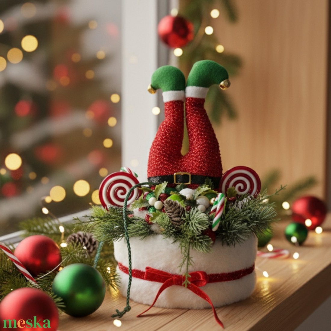Világító manópopós karácsonyi dekoráció - karácsony - karácsonyi lakásdekoráció - ünnepi asztaldekoráció - Meska.hu