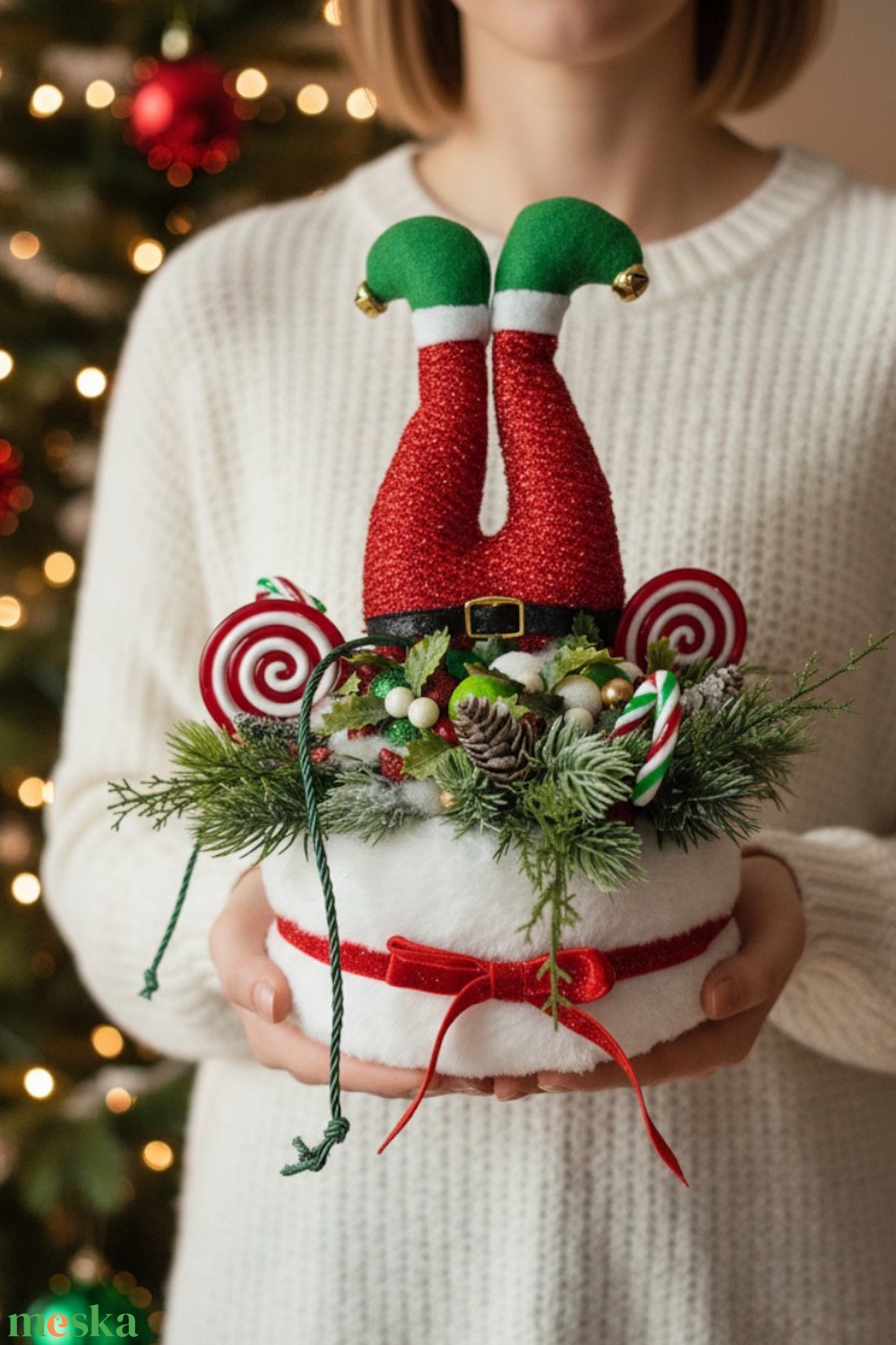 Világító manópopós karácsonyi dekoráció - karácsony - karácsonyi lakásdekoráció - ünnepi asztaldekoráció - Meska.hu