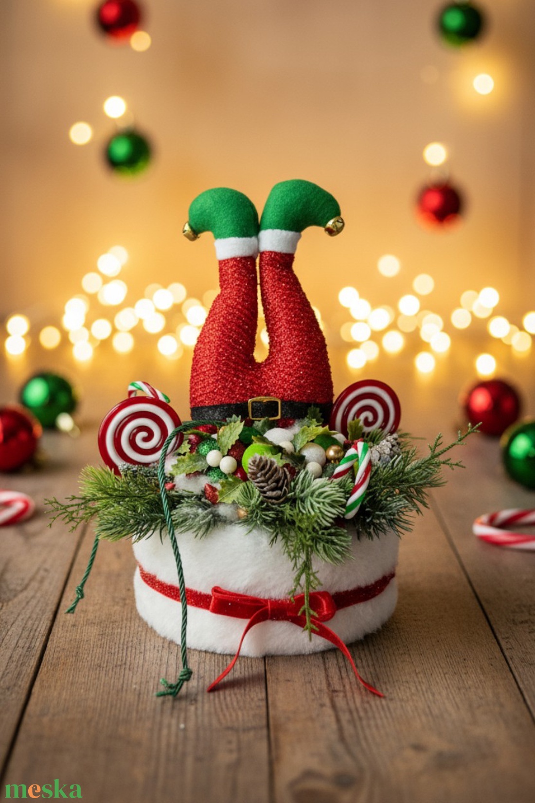 Világító manópopós karácsonyi dekoráció - karácsony - karácsonyi lakásdekoráció - ünnepi asztaldekoráció - Meska.hu