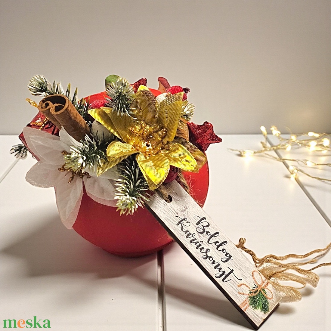 Karácsonyi Alma Kaspó - karácsony - adventi díszek - adventi asztaldísz - Meska.hu