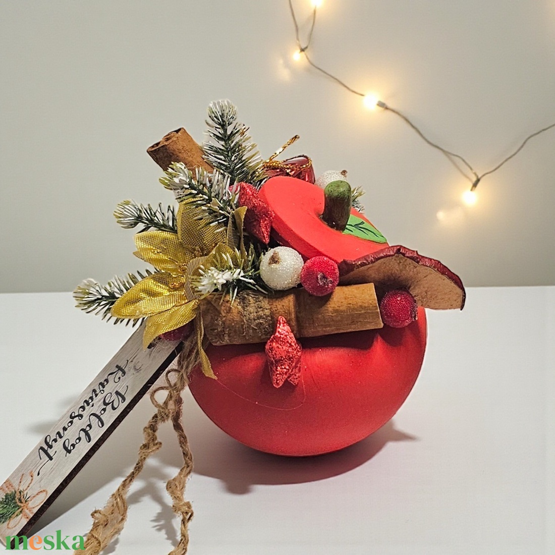 Karácsonyi Alma Kaspó - karácsony - adventi díszek - adventi asztaldísz - Meska.hu