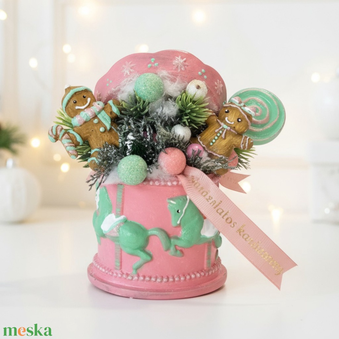 Körhintás Mézeskalács Kaspó - karácsony - adventi díszek - adventi asztaldísz - Meska.hu